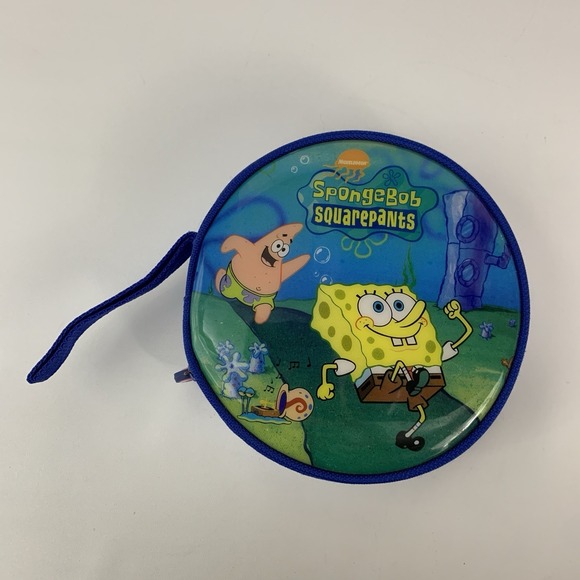 Vintage Y2k Spongebob SquarePants Round CD Disc Case Holder Zipped Storage - Picture 2 of 14